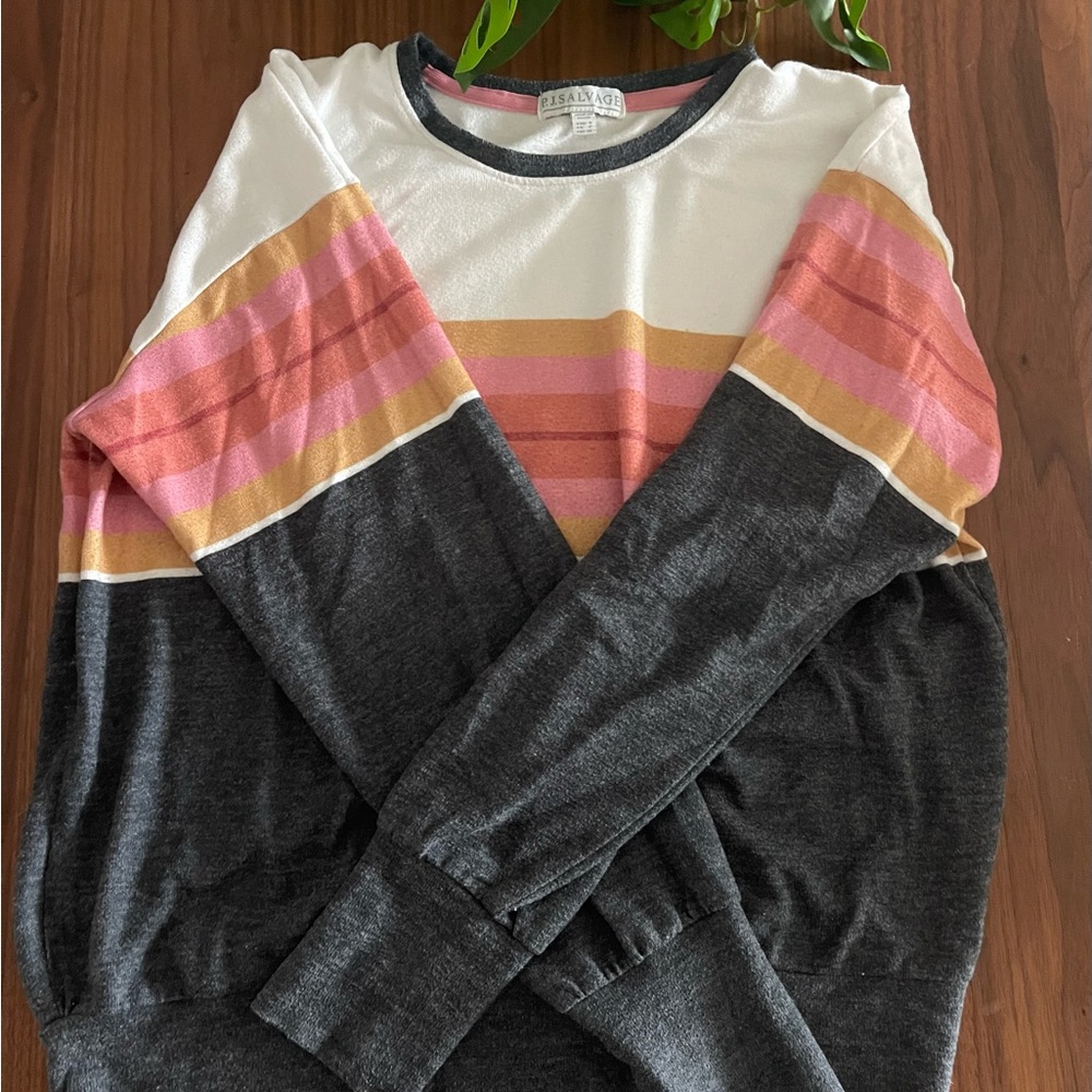 PJ Salvage Colorful Striped Sweatshirt